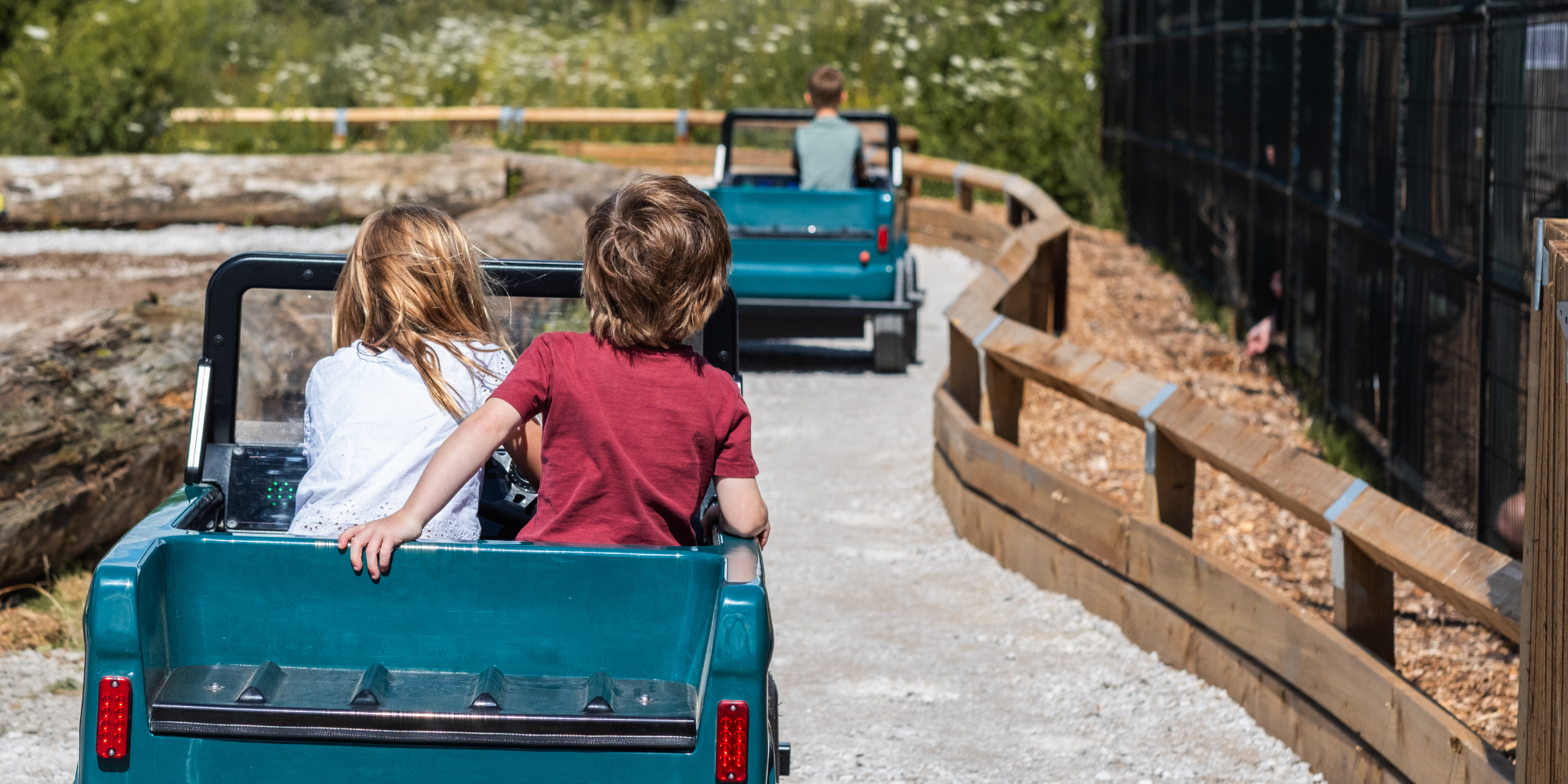 Young visitors take the wheel on Chester Zoo's Off Road Adventure track